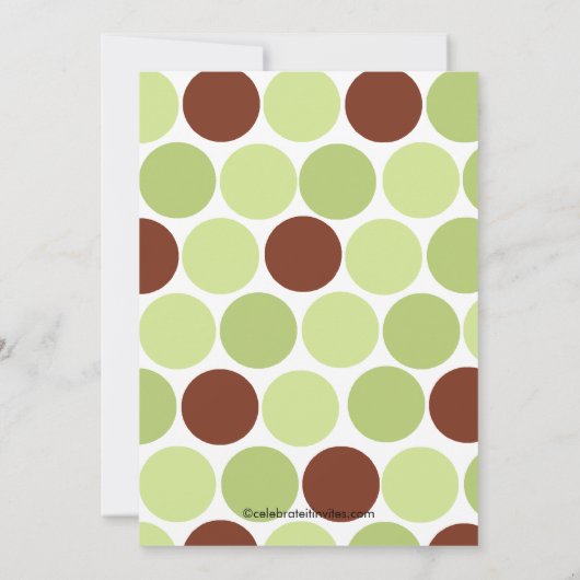 フットプリントベビーシャワー招待状緑水玉模様 招待状 (裏面)