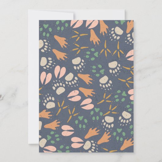 フットプリント動物愛好家ナチュラル春ビブ 招待状 (正面)