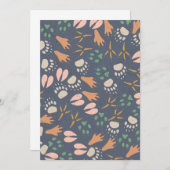 フットプリント動物愛好家ナチュラル春ビブ 招待状 (正面/裏面)