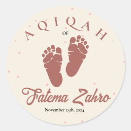 フットプリント生まれたばかりのベビーガールムスリムAqiqah Aqeeqa ラウンドシール