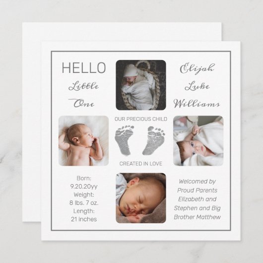 フットプリント複数写真の誕生のお知らせ (正面/裏面)