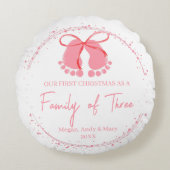 フットプリント魅力的ファミリのクリスマスパターン ラウンドクッション (正面)