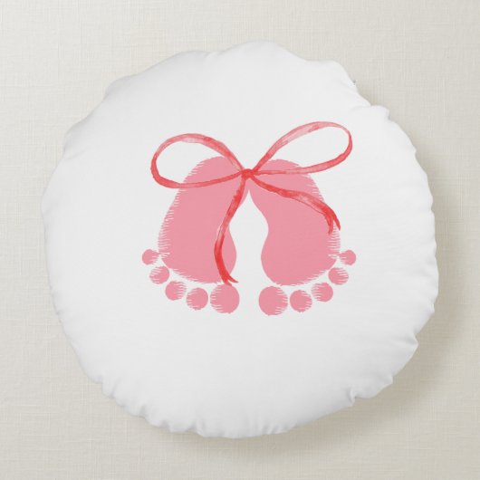 フットプリント魅力的ファミリのクリスマスパターン ラウンドクッション (裏面)