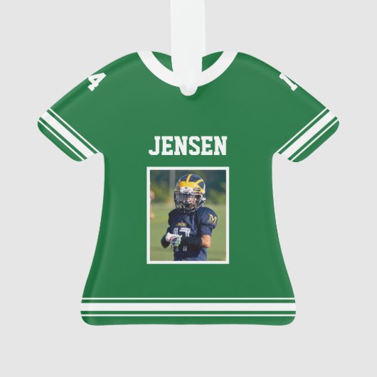 フットボパーソナライズされたールジャージーグリーン写真 オーナメント (裏面)