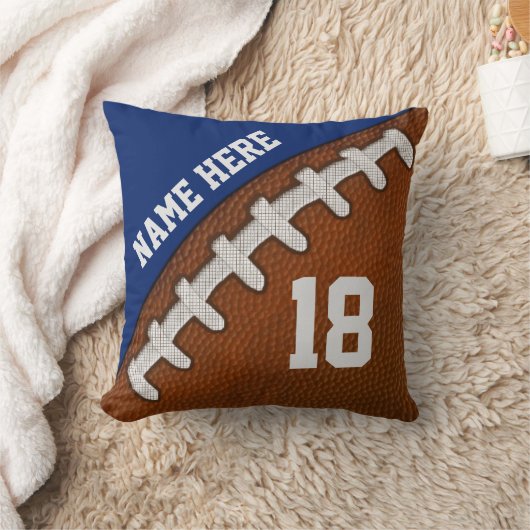 フットボパーソナライズされたール枕、チームカラー、文字 クッション (ブランケット)