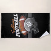フットボパーソナライズされたール選手チーム番号ヘルメット ビーチタオル (正面)
