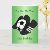 フットボーパーソナライズされたツ11誕生日 カード (黄色い花)