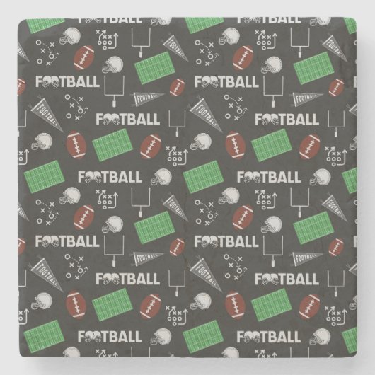 フットボールおもしろいオンブラック ストーンコースター (正面)
