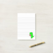 フットボールが大好きな緑の恐竜 ポストイット (デスク上)