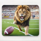 フットボールで轟音を上げるライオン マウスパッド (正面)