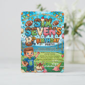 フットボールとアイスクリーム 8歳の誕生日パーティー 招待状 (スタンド正面)