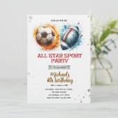 フットボールとサッカーのパーティー招待状 招待状 (スタンド正面)