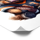 フットボールとハイランド牛 ポスター (角)