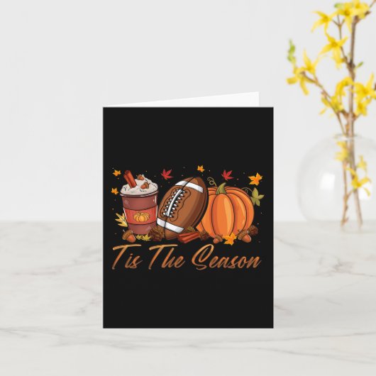 フットボールとパンプキンスパイスの季節到来 カード (黄色い花)