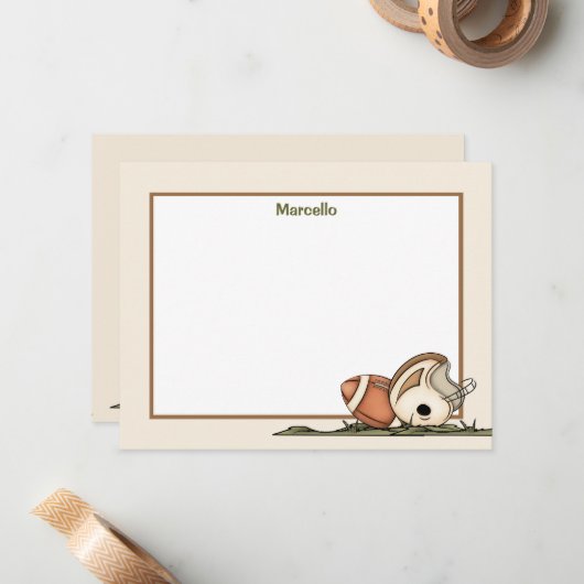 フットボールのギアの平らな文房具 ノートカード (正面/裏面インサイチュ)