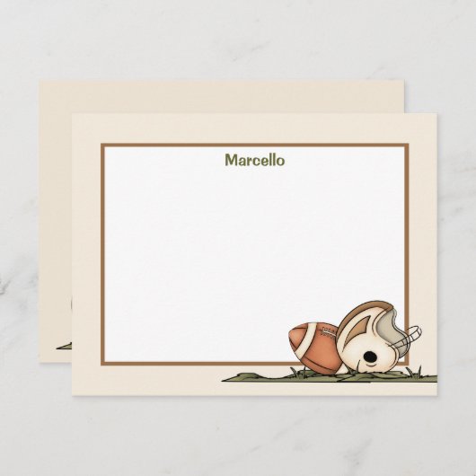 フットボールのギアの平らな文房具 ノートカード (正面/裏面)