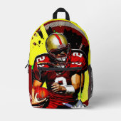 フットボールのクォーターバックパーソナライズされた プリントバックパック (正面)