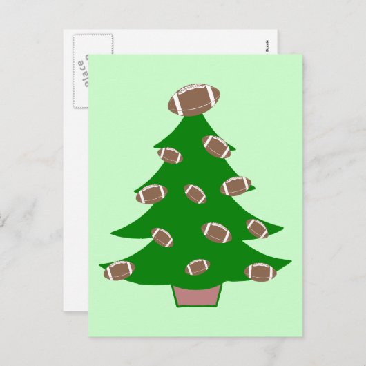 フットボールのクリスマスツリー シーズンポストカード (正面/裏面)