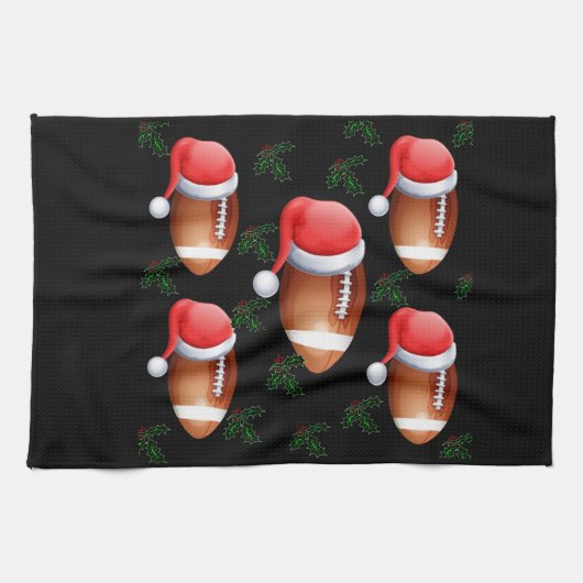 フットボールのクリスマス キッチンタオル (横)
