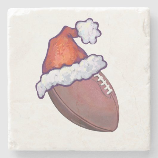 フットボールのクリスマス ストーンコースター (正面)