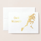 フットボールのコーチかスポンサーは宴会カード感謝していしています 箔カード (封筒付き正面)