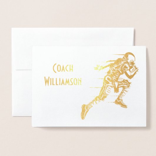 フットボールのコーチかスポンサーは宴会カード感謝していしています 箔カード (封筒付き正面)