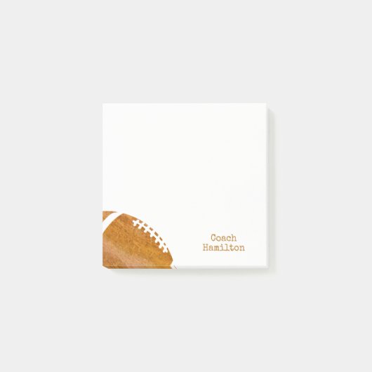 フットボールのコーチのパーソナライズな水彩画のトレンディー ポストイット (正面)