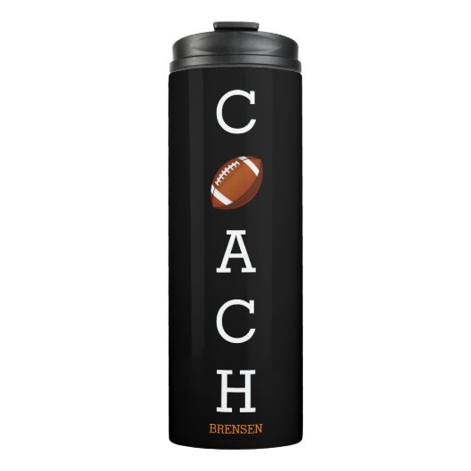 フットボールのコーチの名前をカスタムする タンブラー (正面)