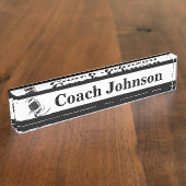 フットボールのコーチ| DIYの名前 デスクネームプレート (側面)