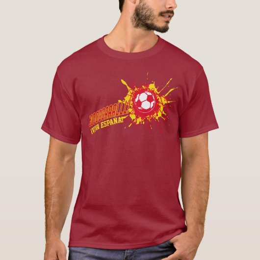 フットボールのゴールのスペインの¡ Viva España! カスタムなTシャツ Tシャツ (正面)