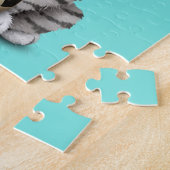 フットボールのサッカーボールを持つ白い虎の子 ジグソーパズル (側面)