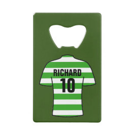 フットボールのシャツ（緑と白）バスケ クレジットカード栓抜き