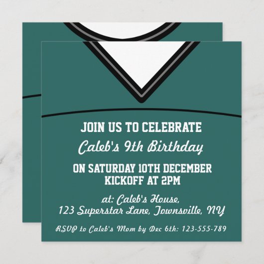 フットボールのジャージーのテーマのパーティーの招待のテンプレート、LAX 招待状 (正面/裏面)