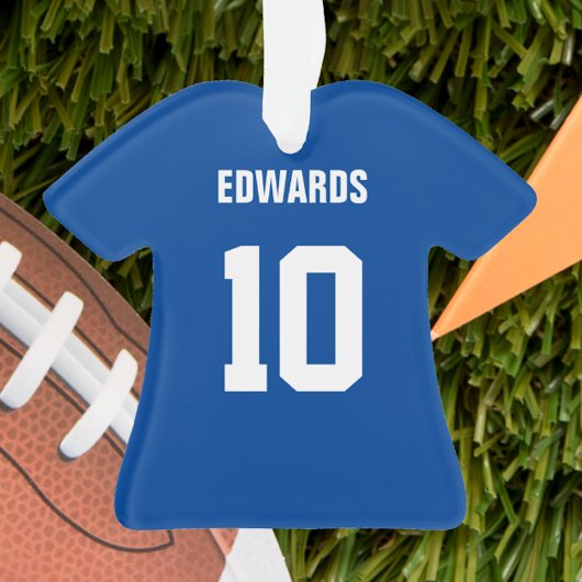 フットボールのジャージーの濃紺及び白いオーナメント オーナメント