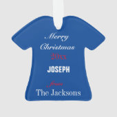 フットボールのジャージーの濃紺及び白いオーナメント オーナメント (裏面)