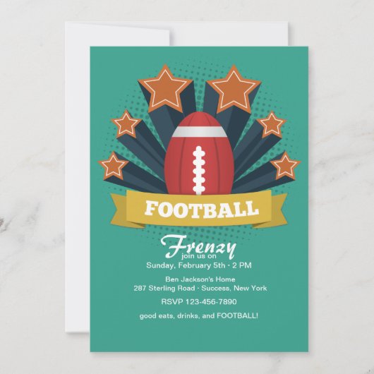 フットボールのスター選手の招待状 招待状 (正面)