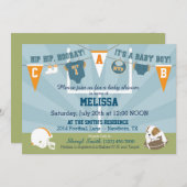 フットボールのスポーツがテーマのベビーシャワー 招待状 (正面/裏面)