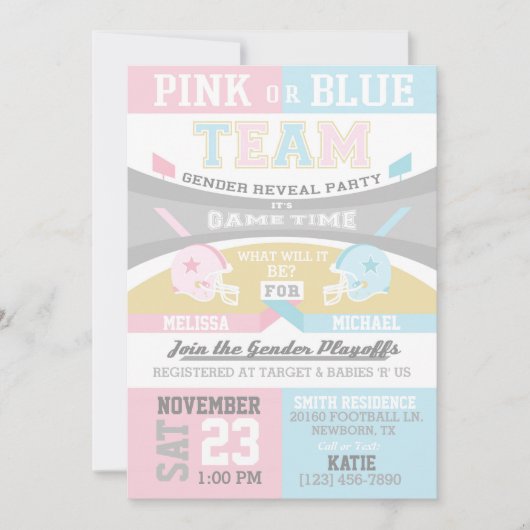 フットボールのスポーツの性は招待状を明らかにします 招待状 (正面)