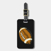 フットボールのスポーツブラウンおよび黒い荷物のラベル ラゲッジタグ (正面縦)