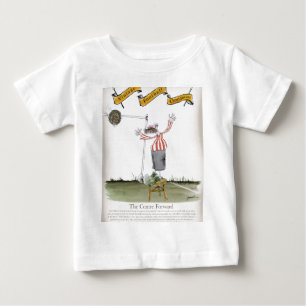 フットボールのセンターフォワードの赤い白のストライブ柄 ベビーTシャツ