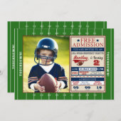 フットボールのチケットの写真の誕生日の招待状 招待状 (正面/裏面)