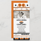 フットボールのチケットの結婚式招待状 招待状 (正面/裏面)