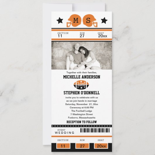 フットボールのチケットの結婚式招待状 招待状 (正面)
