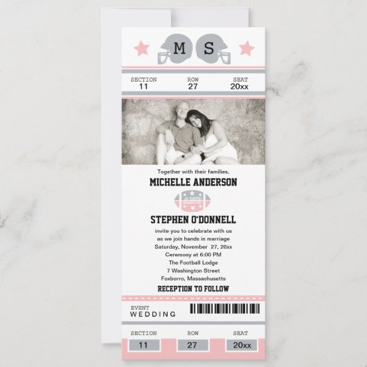 フットボールのチケットの結婚式招待状 招待状 (正面)