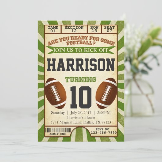 フットボールのチケットの誕生日のパーティの招待状の招待 招待状 (スタンド正面)