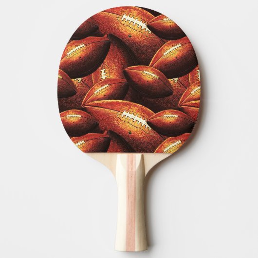 フットボールのデザインをくまなく沢山の豚皮様皮膚 卓球ラケット (正面)