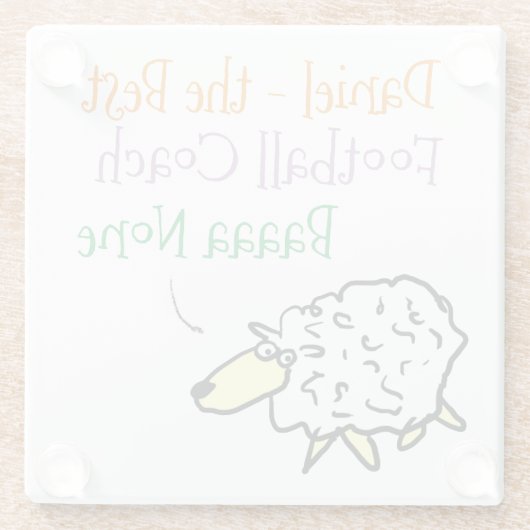 フットボールのデザインガラスコースターのための羊 ガラスコースター (裏面)