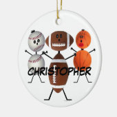 フットボールのバスケットボールの野球漫画 セラミックオーナメント (左)