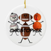 フットボールのバスケットボールの野球漫画 セラミックオーナメント (裏面)