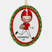 フットボールのパーソナライズな男の子のクリスマスのオーナメント セラミックオーナメント (右)